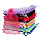 RosewineC 100 Stück Organzasäckchen, Organzabeutel Bunt, 10x15CM Organzasäckchen...