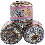 3 x 140 Gramm Strickwolle Himalaya Sweet Roll mit Farbverlauf, 420 Gramm Wolle mehrfarbig,...