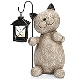 Weltbild Katze Dekofigur mit LED-Laterne - Gartenfiguren aus Stein als LED Katze...