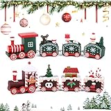 FLOFIA 2Pcs Weihnachten Zug Deko Weihnachten Tischdeko Mini Weihnachtszug Holz Eisenbahn...