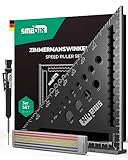 Smabix® 5 in 1 Zimmermannswinkel 3er Set mit Tieflochmarker und Ersatzminen inkl....