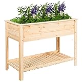 RELAX4LIFE Hochbeet Holz, Blumenbeet mit Einlegeboden, Pflanzenbeet mit Großer...