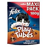 FELIX Play Tubes Katzensnack, Leckerli zum Spielen, mit Huhn- & Lebergeschmack, 5er Pack...