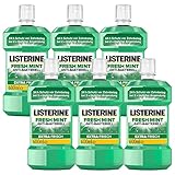 LISTERINE Fresh Mint (6 x 600 ml), antibakterielle Mundspülung mit ätherischen Ölen...