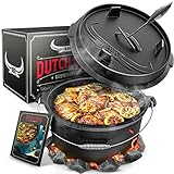 BBQ Dutch Oven [Das Original] - Dutch Oven Set 7 Liter – Eingebrannter Feuertopf aus...