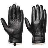 Acdyion Herren Winter Lederhandschuhe Touchscreen geeignet Wollfutter Handschuhe aus...