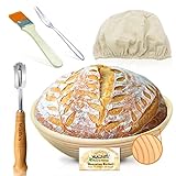 Gärkörbchen - Walfos® Rundes gärkorb zum brotbacken-Set, 100% natürlichem Rattan,...