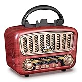 RUNUS J-180 AM/FM/SW Retro Radio mit Bluetooth 5.0, Nostalgie Radio Klein mit 1800mAh...