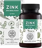 NATURE LOVE® Zink - 365 Tabletten (1 Jahr) - Hochdosiert (25mg): Zink-Bisglycinat (Zink...