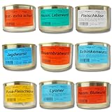 Dosenwurst Probierpaket 9 Sorten 9x 120g Wurstkonserven mit Bauernbratwurst, Leberwurst,...