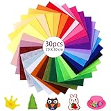 Samamoca Bastelfilz Set 30 Farben – 30x20cm Filzstoff 1mm, Bunte Filzplatten für Kinder...