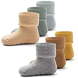 Aisyee Babysocken Warme Baby Jungen Dicke Wintersocken abs socken Einfarbig Socken Baby...