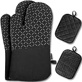 MILcea Ofenhandschuhe Topflappen Topfhandschuhe 4er Set, Backhandschuhe Kochhandschuhe...