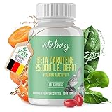 Vitabay Beta Carotin Depot Bräunungskapseln - 180 VEGANE SOFTGELS mit 25000 I.E -...