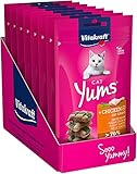 Vitakraft Katzensnack Cat Yums Huhn und Katzengras, 9x 40g