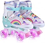 YUDOXN Rollschuhe Mädchen Verstellbar.komfortabl LED Rollerskates für Jugendliche und...