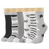 HIALTODAY 6 Paar Kuschelsocken Damen, Flauschige Bettsocken aus Korallenfleece, Dicke...