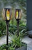 SONNENKERZE SOLAR-GARTENSTECKER FLAME, 2ER-SET SCHWARZ, 3 IN 1 FUNKTION: GARTENFACKEL,...