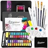 JOTOL Aquarellfarben Set,Wasserfarben Set,48 Farben Aquarellfarbkasten,Inklusive 8...