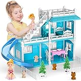 Doloowee Puppenhaus, 2 Etagen Dollhouse, Mädchen DIY Haus mit Zubehör und...