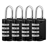 4 Pack Vorhängeschloss Zahlenschloss, 4 Stellig Kleines Schloss Mit Zahlencode Lock aus...