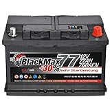 BlackMax Autobatterie 12V 77Ah 760A/EN Starterbatterie ersetzt 68Ah 70Ah 72Ah 74Ah 75Ah,...