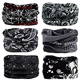 6 Stück Nahtlose Bandanas Multifunktionstuch Schal - Elastiche Multifunktion Stirnband...