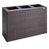 Casaria® Blumenkasten 3 Innentöpfe Polyrattan Herausnehmbar Wasserablauf Outdoor...