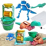 shineFinder Sandspielzeug Junge, mit Dinosaurier-Sandformen-Set, Eimer, Sandwasserrad,...