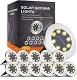 FLOWood Solar Bodenleuchte Solarleuchte für Garten 8 LEDS Solar Außenleuchte Wasserdicht...