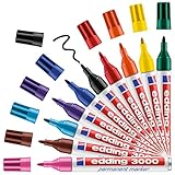 edding 3000 Permanentmarker - 10 Stifte in Stiftehalter - Rund-Spitze 1,5-3 mm - schnell...