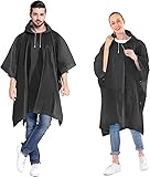 Ahsado Regenponcho, 3-in-1 Multifunktionales Regencape zum Camping Wandern für...