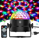 Discokugel, 360° Rotierende Musik Activated Discolicht LED Party Lampe mit Fernbedienung-...