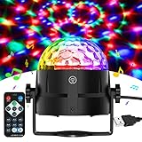 Discokugel, 360° Rotierende Musik Activated Discolicht LED Party Lampe mit Fernbedienung-...