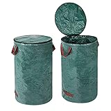 Gartensack Set mit Deckel 2pcs 120L Gartenabfallsack Gartensäcke für Grünabfall...