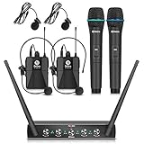 D Debra Audio AU400 Pro UHF 4-Kanal-Funkmikrofonsystem mit schnurlosem Lavalier Headset...