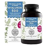 NATURE LOVE® Hyaluronsäure Kapseln mit Zink - Hochdosiert mit 500mg Hyaluron - Vegan -...