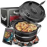 BBQ Dutch Oven - Dutch Oven Set [9L] - Für Induktion geeignet - Mit Topfständer -...