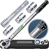 Monzana® Drehmomentschlüssel CrV 40-210Nm, 1/2'' Zoll, inkl. Stecknüsse 17,19 und 21mm...