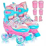 Rollschuhe Kinder Verstellbar Mädchen Rollerskates, Größe 30-33/34-37 Mit 6er Kinder...