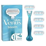 Gillette Venus Smooth Rasierer Damen, Damenrasierer + 5 Rasierklingen mit 3-fach Klinge,...