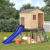 Yolola Spielturm mit Rutsche, Gartenhaus Kinder Spielturm mit Rutsche,Outdoor Kinder...