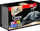 Sheba Katzensnacks Creamy Snacks, 18 praktische Katzenleckerli Sticks, 18x12g (1 Packung)...