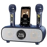 DLARA Upgrade Karaoke Maschine für Erwachsene und Kinder, tragbares Bluetooth 2 UHF...