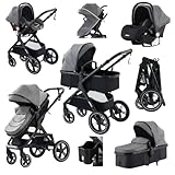 YAZOCO kinderwagen kinderwagen 3 in 1 Kombikinderwagen reisesysteme mit Wickeltasche...