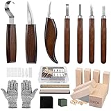 Holz-Schnitzwerkzeug Set, 23 in 1 Schnitzmesser Set mit 7-tlg Schnitzmesser,10 Pcs...