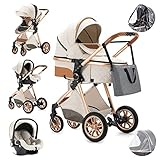 OneMoreBuck® 3 in 1 Kinderwagen Komplettset, Kombikinderwagen Set incl. Babywanne Buggy...