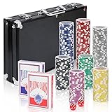 Ansobea Pokerchips 300 Chips Laser Pokerkoffer Poker 11.5 Gramm, 2 Karten, Händ...