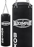 Bad Company Boxsack inkl. Vierpunkt Stahlkette I Canvas Punchingsack, gefüllt I 100 x 30...