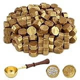ASTARON 100 Stück Siegelwachs Gold, Siegelwachs Perlen mit 1 Wachsschmelzlöffel,...